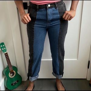 [SHEIN] Two Tone Pocket Side Mom Jeans